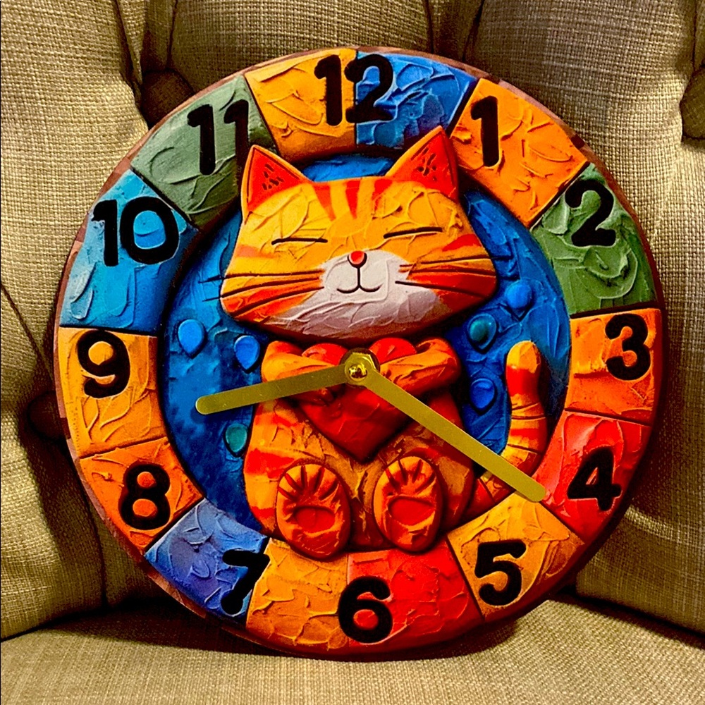 Brand new colourful Cat Wall Clock